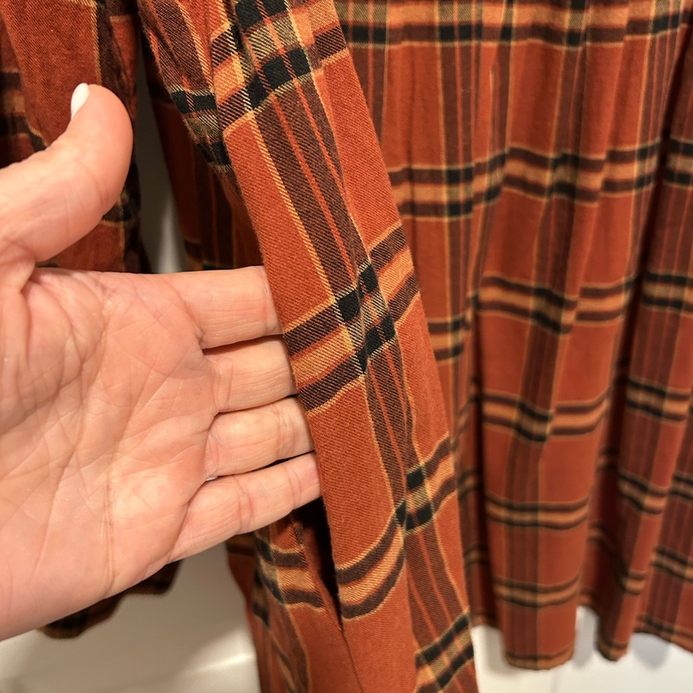 Knox Rose Rust Plaid Babydoll Dress - Picture 2 of 5